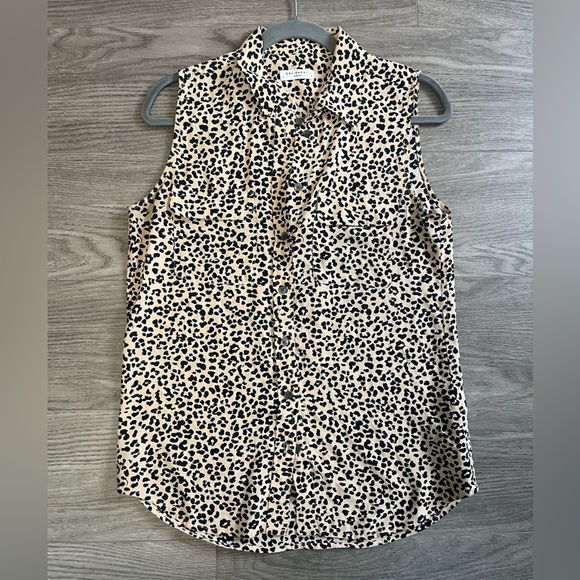Equipment 100% Silk Cheetah Print Sleeveless Button Down Blouse Size Small - Picture 8 of 9